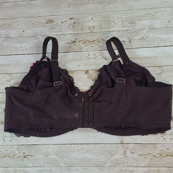 Cacique Chocolate Plum Unlined Curvy Balconette Bra Removable Straps 46DDD 46F - Picture 9 of 14